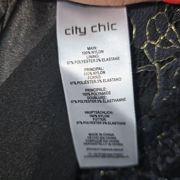 City Chic Lace Dress Womens Plus Size 22 Black Gold Whimsy Goth Formal Party NEW - Picture 8 of 10